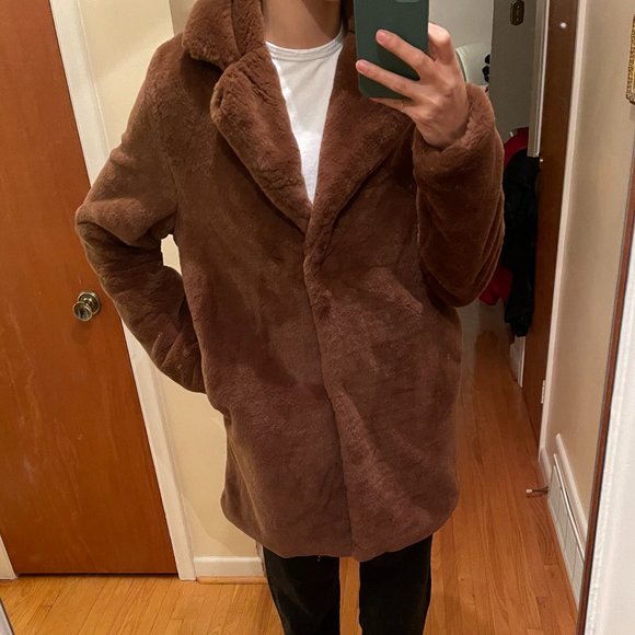 Chocolate Brown Faux Fur Coat - Picture 2 of 6